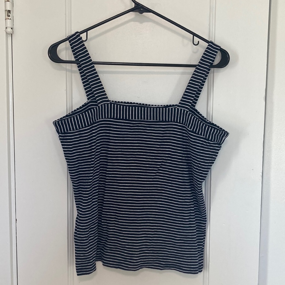 Navy and white striped tank top